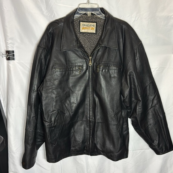 Trails and men’s heavy fully lined black leather jacket - Picture 2 of 12